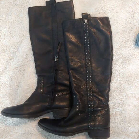 Sam Adelman Womens Black Tall Soft Penny Leather Boots 8 - Picture 2 of 7